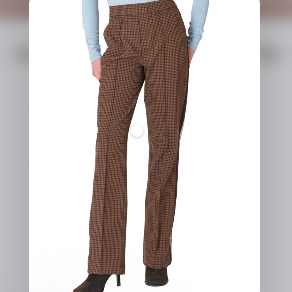 ZARA- Brown Houndstooth Pants with Side Stripe. Size: small - Picture 2 of 8